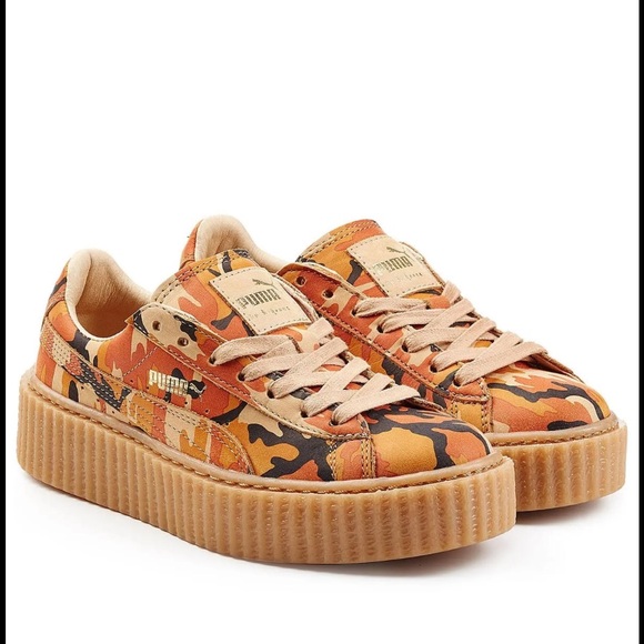 Rihanna x Puma Creeper Women's Orange Camo Sneakers Chunky Size